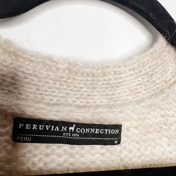 Peruvian Connection Thea Cardigan Sweater Baby Alpaca Blend Cream Oatmeal Size M - Picture 7 of 8